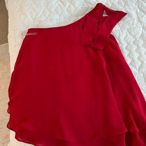 One shoulder flowy blouse with bow detail